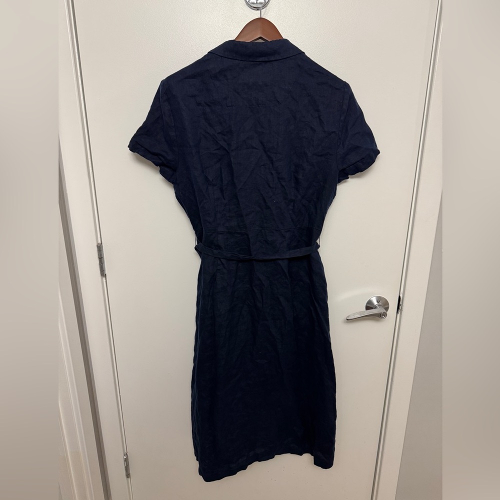Quince Navy Button-Front Dress - Picture 6 of 8